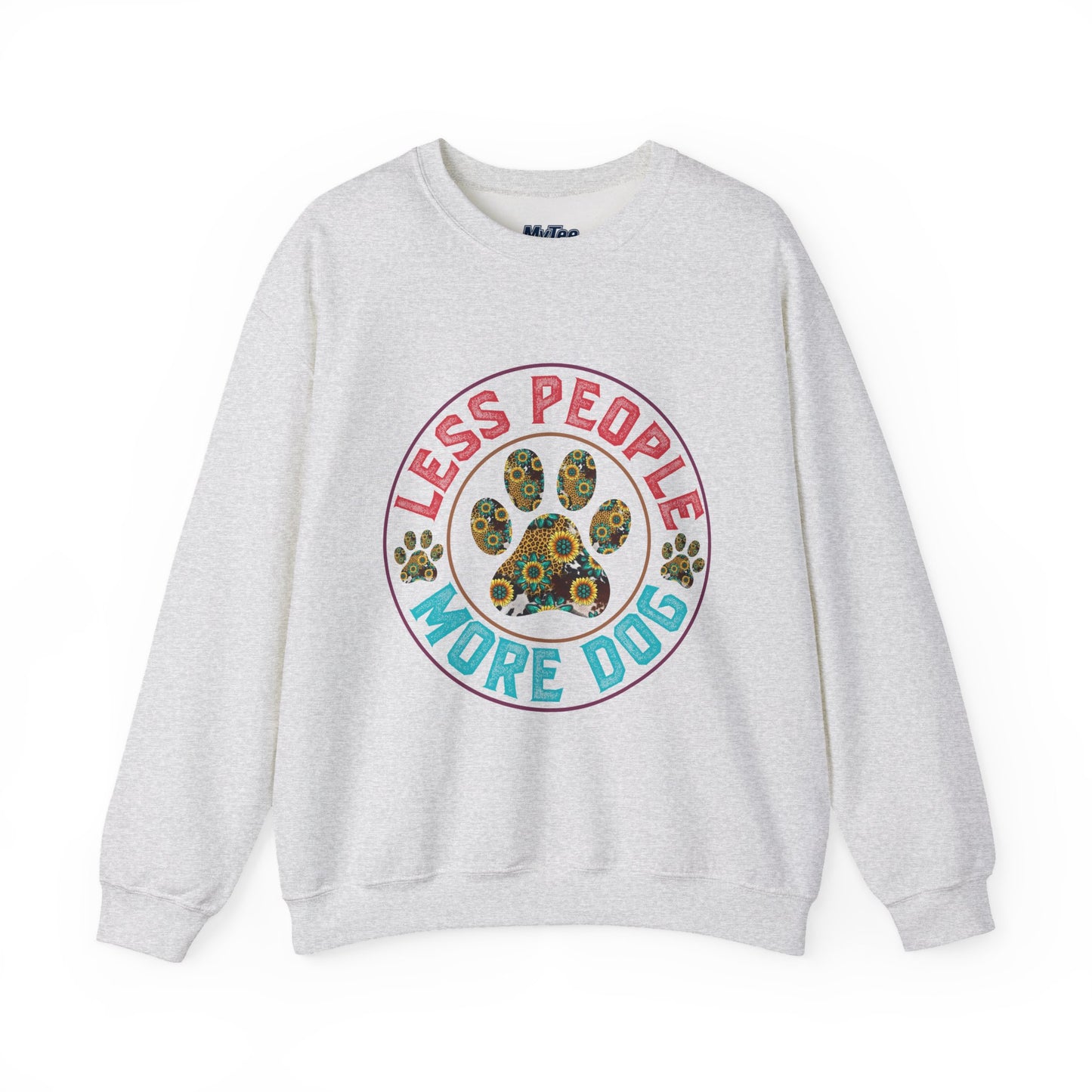 Less People More Dog Unisex Sweatshirt – Floral Paw Print Statement