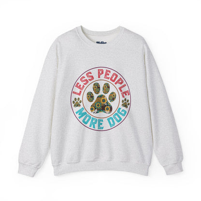 Less People More Dog Unisex Sweatshirt – Floral Paw Print Statement