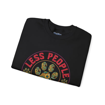 Less People More Dog Unisex Sweatshirt – Floral Paw Print Statement