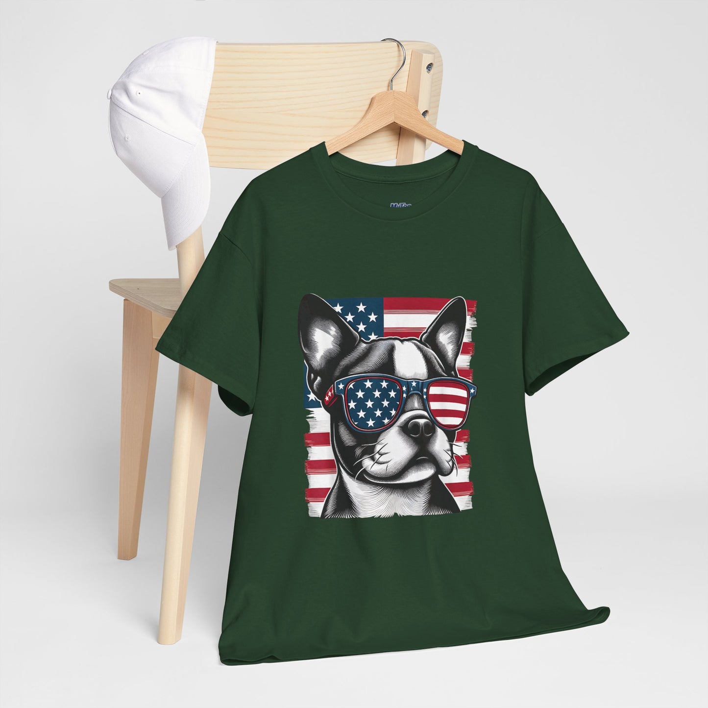 Patriotic Boston Terrier with Sunglasses Unisex T-Shirt
