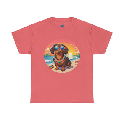Dachshund Summer Style T-Shirt – Sunglasses & Sand Pup Design