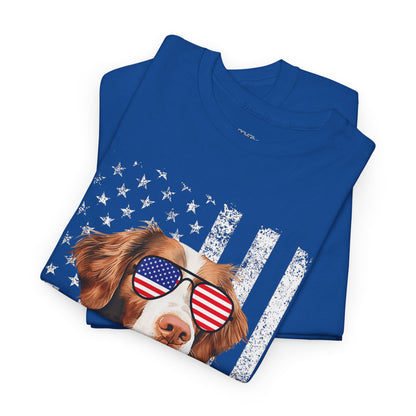 Patriotic Brittany Spaniel with Sunglasses Unisex T-Shirt