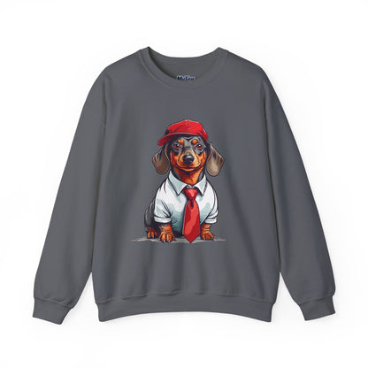 Dachshund Red Tie Unisex Sweatshirt – Chic Comfort for Dog Lovers