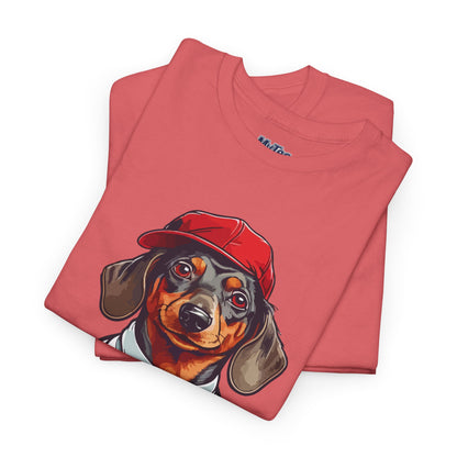 Dachshund Boss Unisex T-Shirt – Cool Pup in Cap & Tie