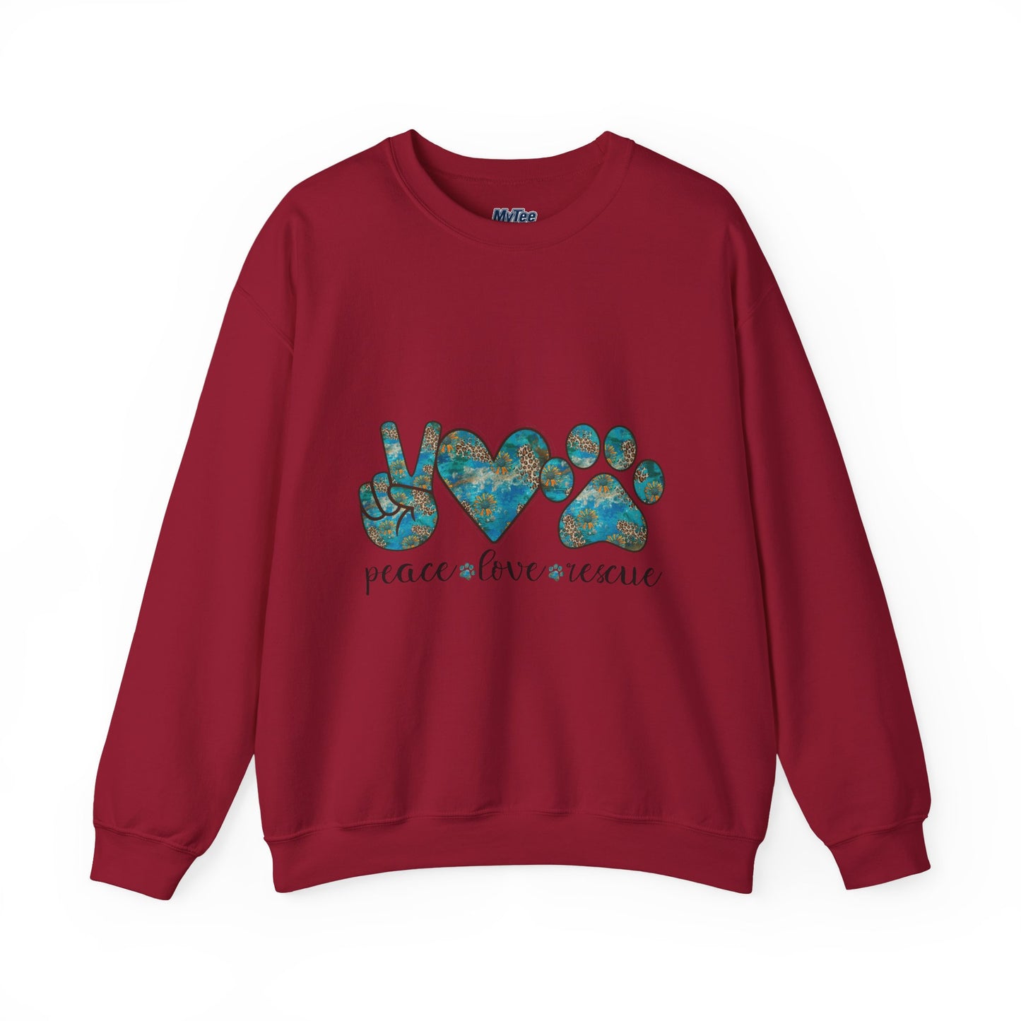 Peace Love Rescue Sweatshirt | Heavy Blend Crewneck for Animal Rescuers