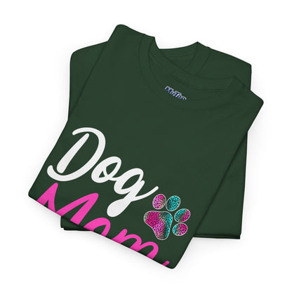 Dog Mom with a Colorful Paw Cotton T-Shirt