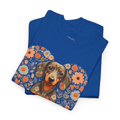 Dachshund Love Unisex T-Shirt – Adorable Floral Heart Dog Tee
