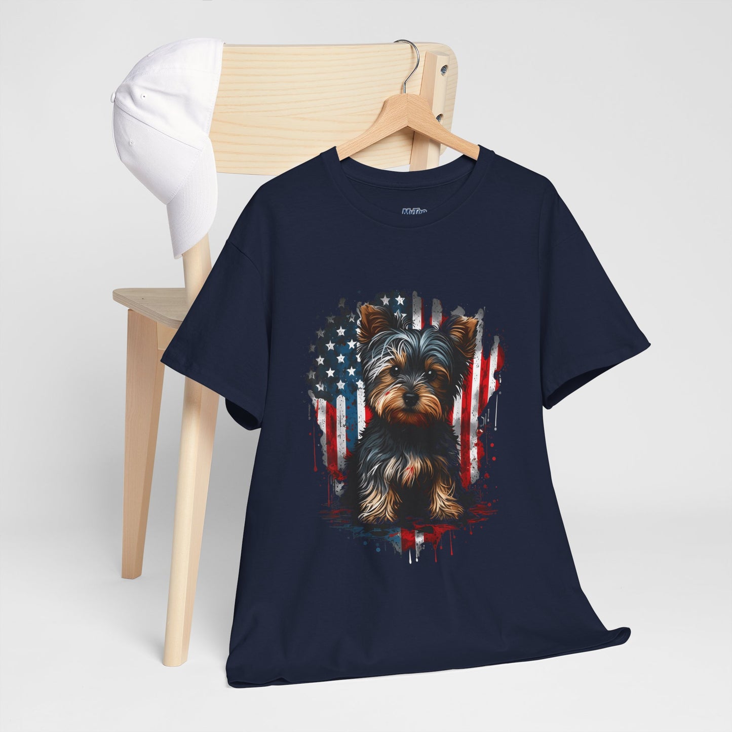 Patriotic American Yorkshire Terrier With sunglasses Unisex T-Shirt