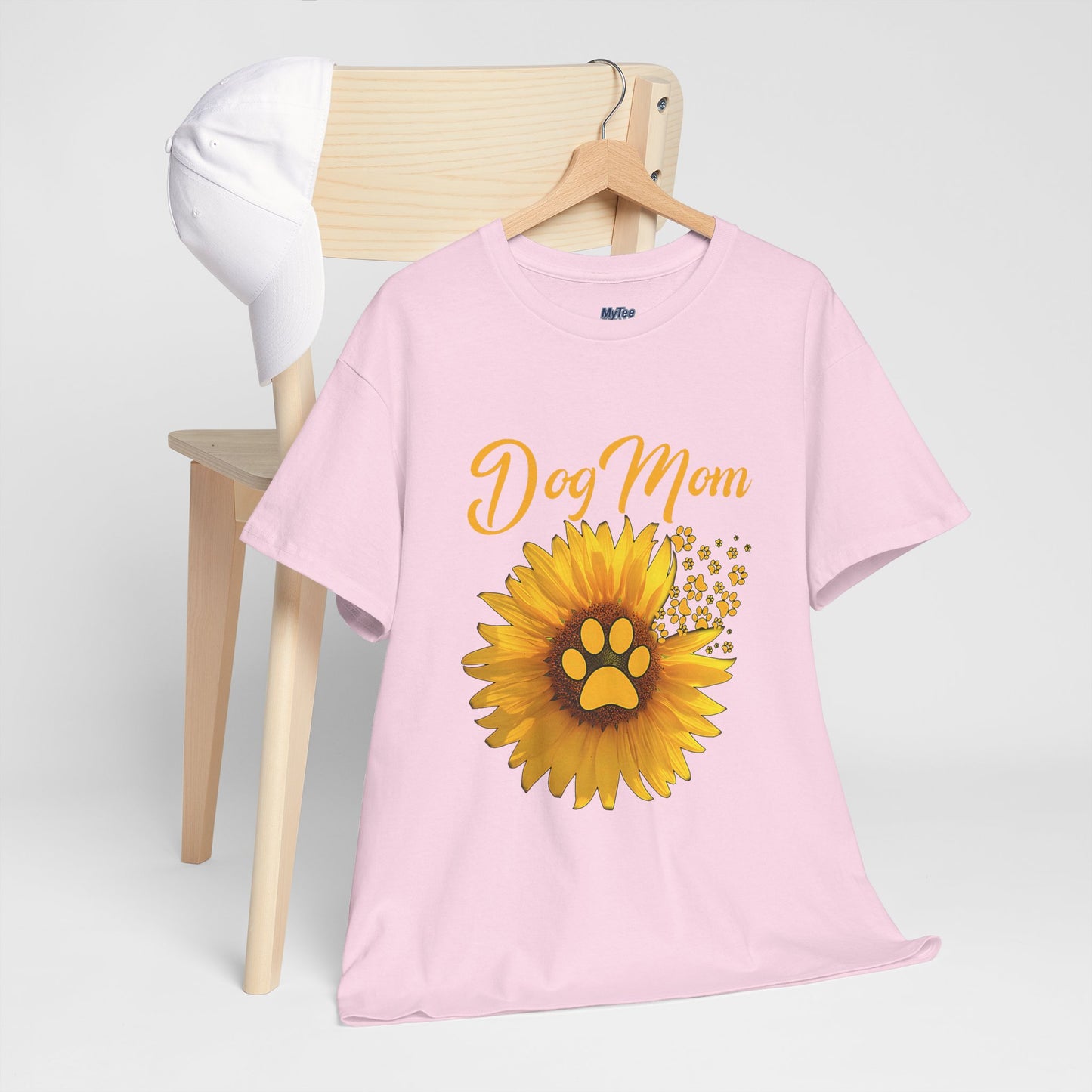 Dog Mom Sunflower Paw Cotton T-Shirt
