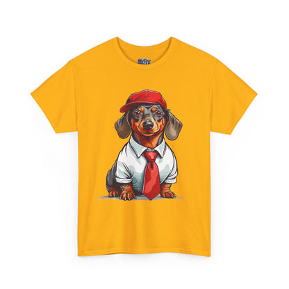 Dachshund Boss Unisex T-Shirt – Cool Pup in Cap & Tie