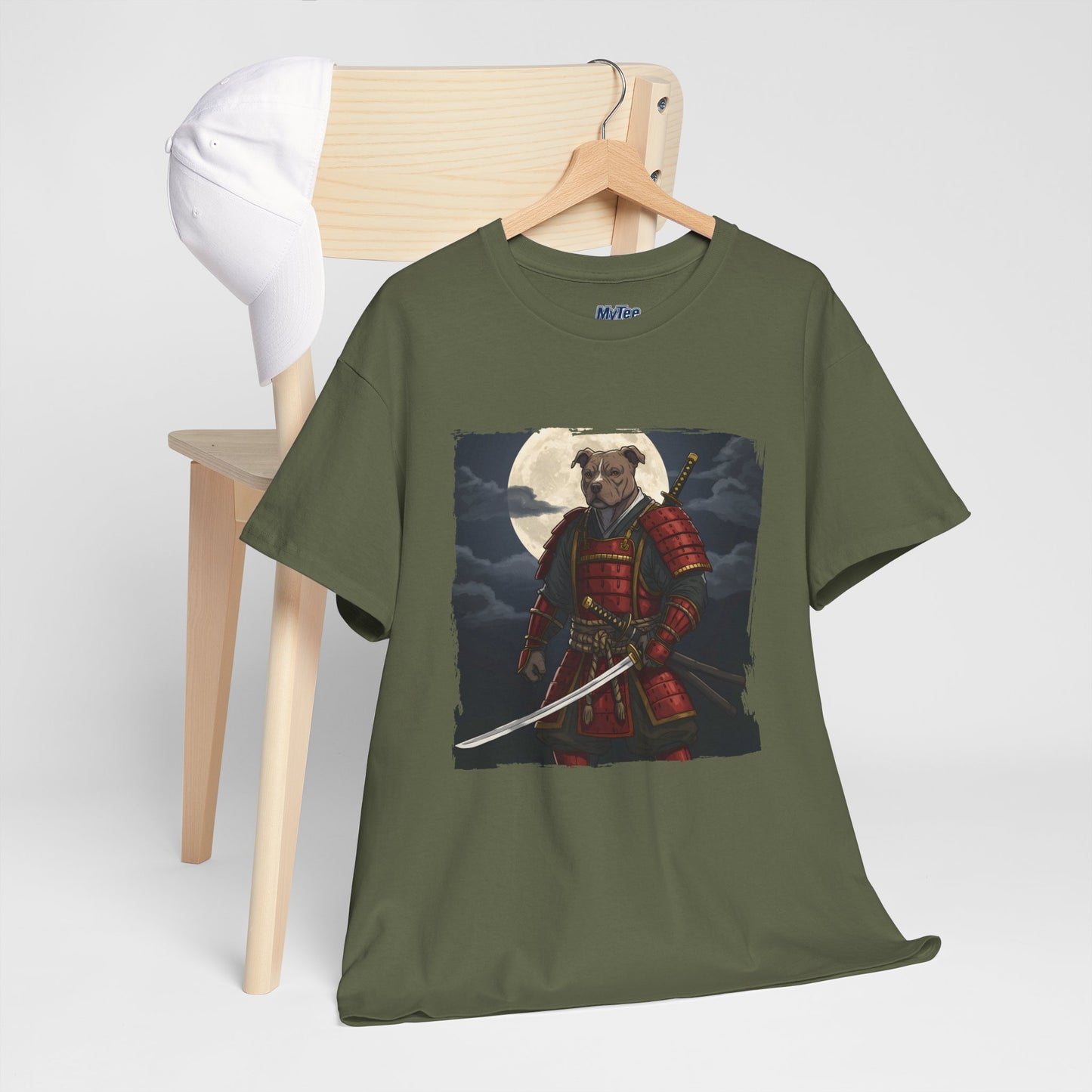 Pitbull Samurai Warrior Unisex Heavy T-Shirt,Tee | Graphic Tee For Anime Lovers