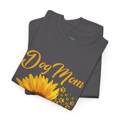 Dog Mom Sunflower Paw Cotton T-Shirt