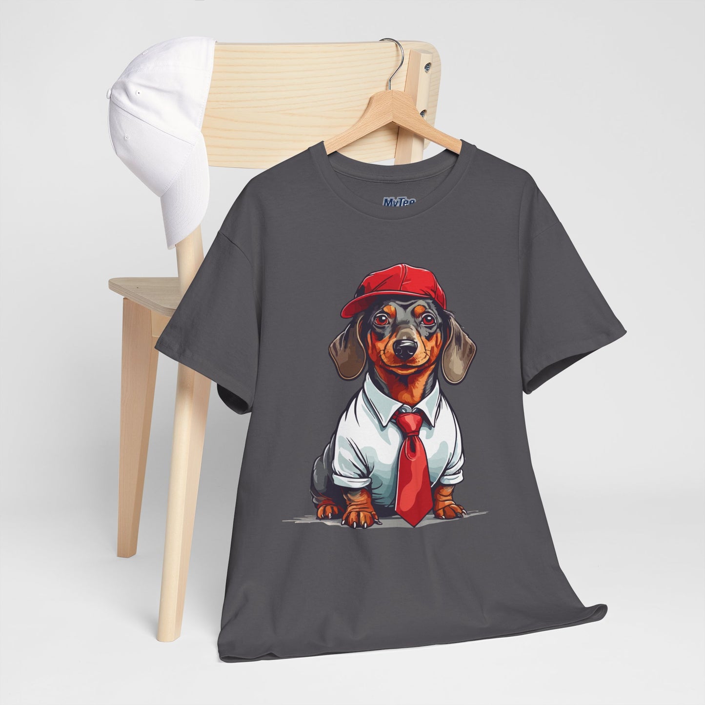 Dachshund Boss Unisex T-Shirt – Cool Pup in Cap & Tie