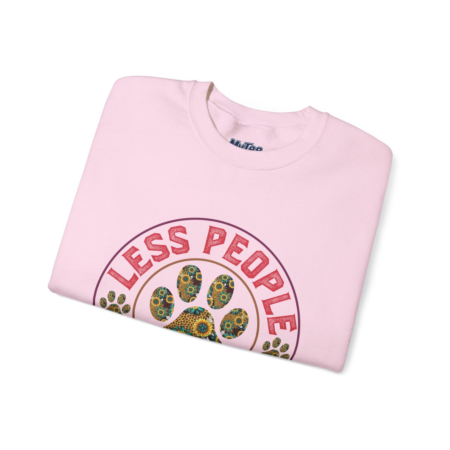 Less People More Dog Unisex Sweatshirt – Floral Paw Print Statement
