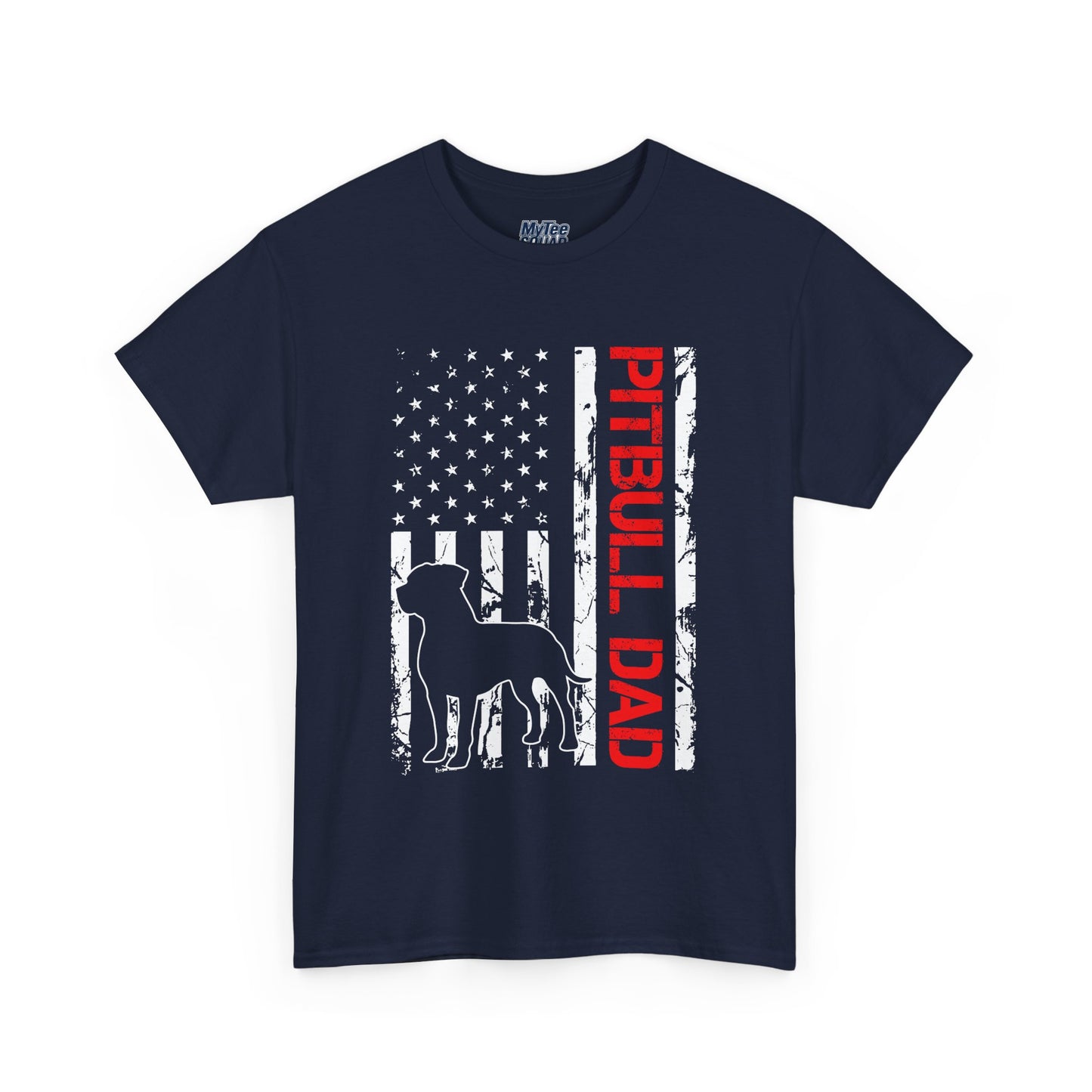 Patriotic Pitbull Dad Heavy Cotton T-Shirt | Father's Day Gift
