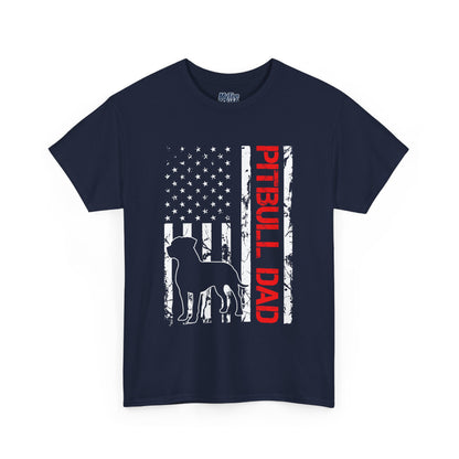 Patriotic Pitbull Dad Heavy Cotton T-Shirt | Father's Day Gift