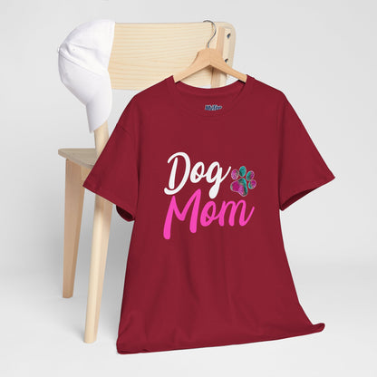 Dog Mom with a Colorful Paw Cotton T-Shirt