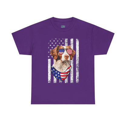 Patriotic Brittany Spaniel with Sunglasses Unisex T-Shirt