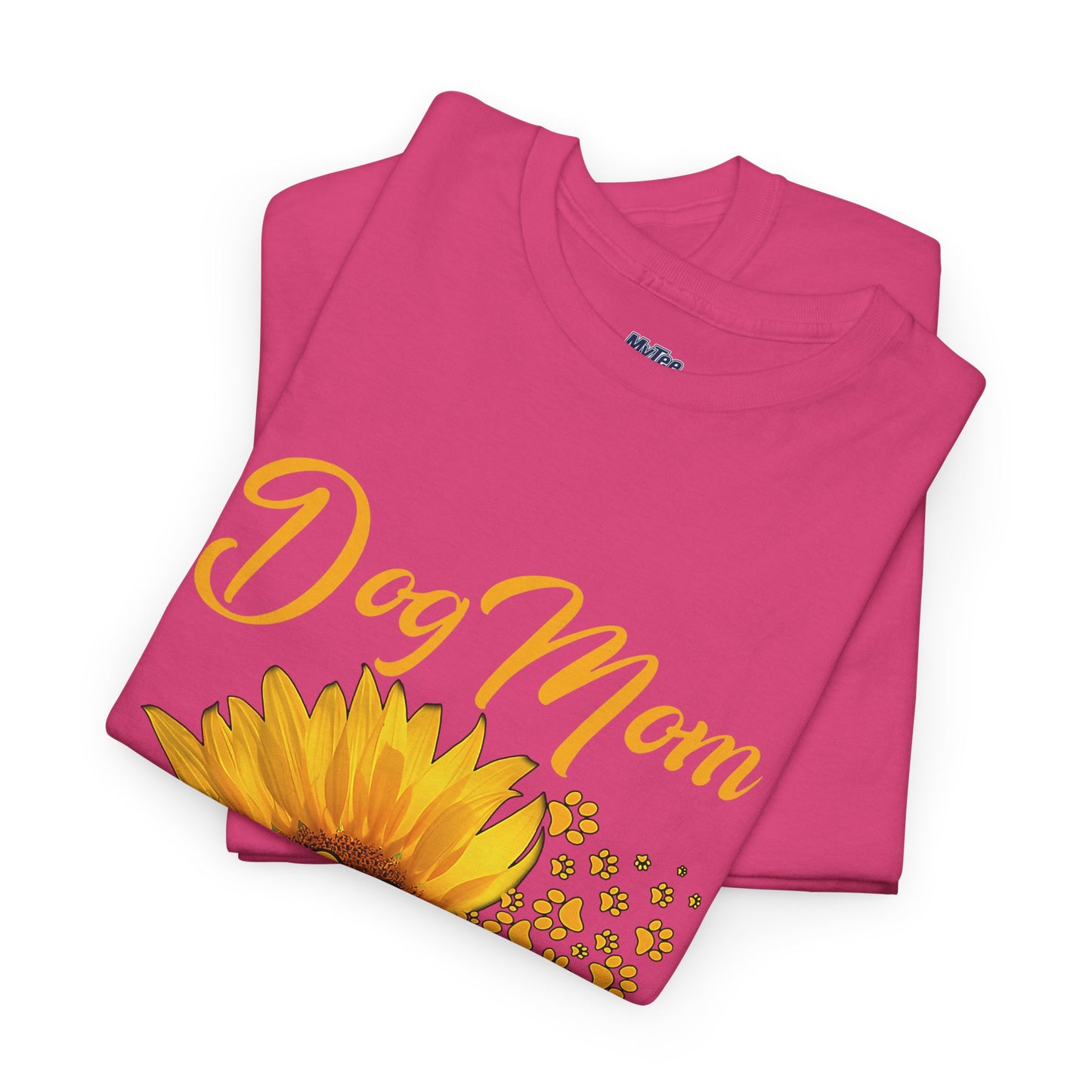 Dog Mom Sunflower Paw Cotton T-Shirt