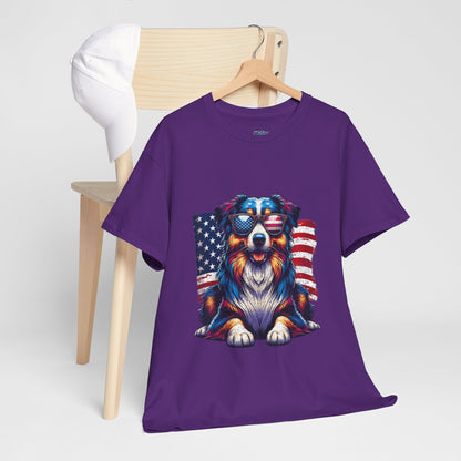 Patriotic Australian Shepherd With Sunglasses Unisex T-Shirt
