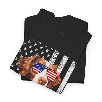 Patriotic Brittany Spaniel with Sunglasses Unisex T-Shirt