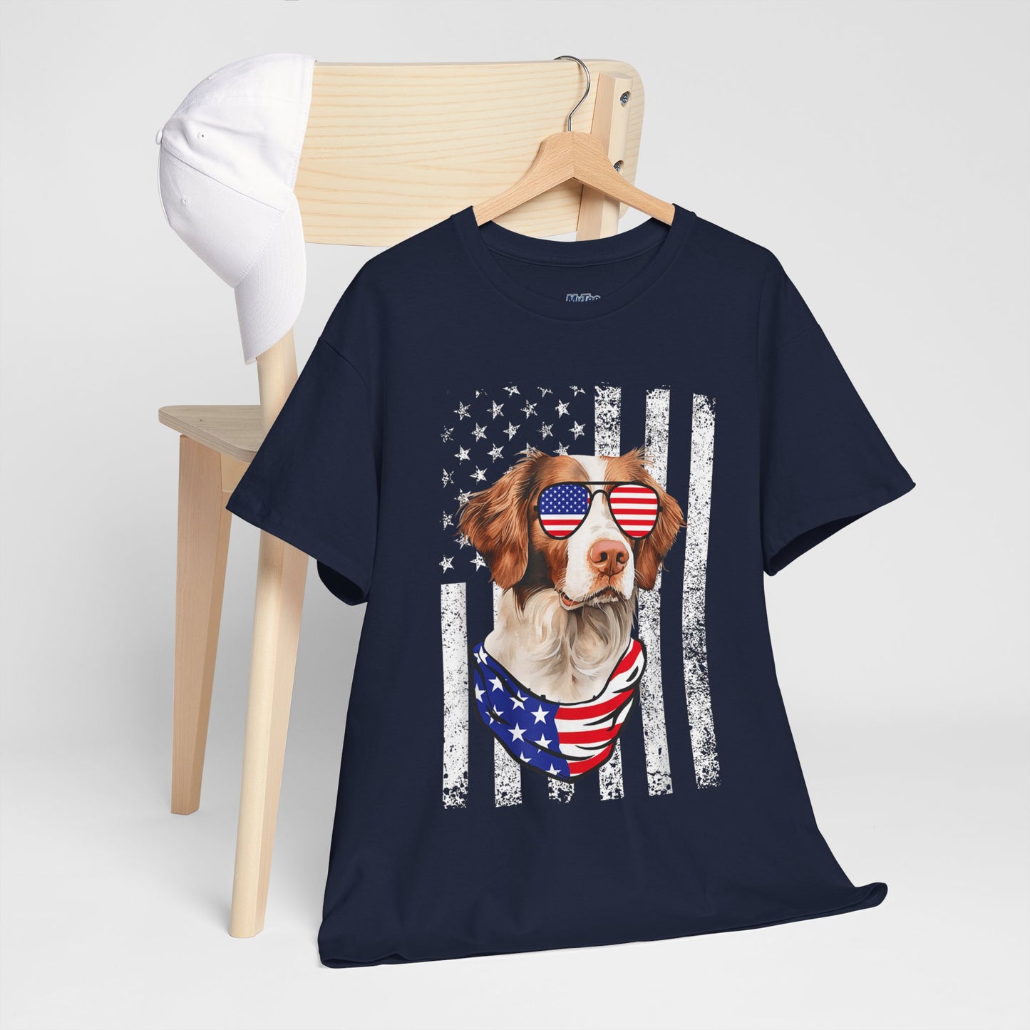 Patriotic Brittany Spaniel with Sunglasses Unisex T-Shirt