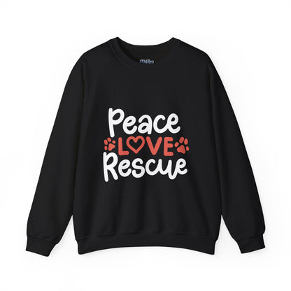 Peace Love Rescue Crewneck Sweatshirt | Pullover for Animal Lovers