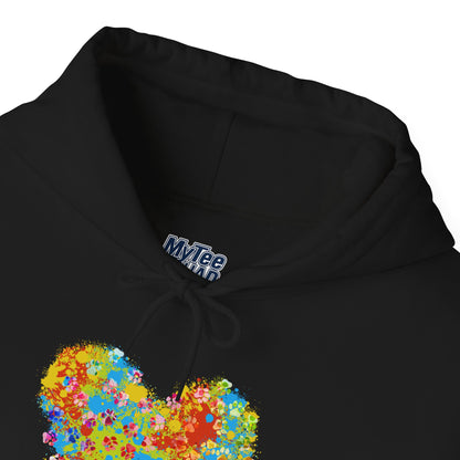 Colorful Heart Graphic Cozy Hoodie | Comfortable Winter Apparel