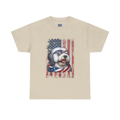 Patriotic Old English Sheepdog With Sunglasses Unisec T-Shirt