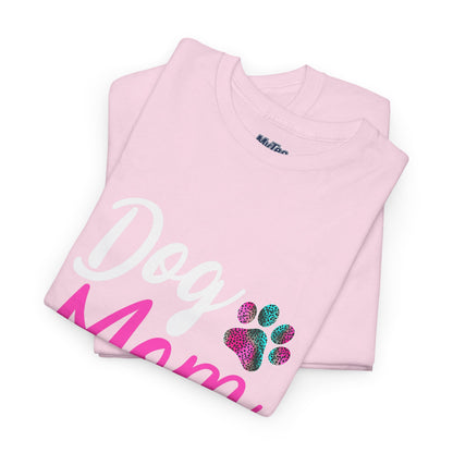 Dog Mom with a Colorful Paw Cotton T-Shirt