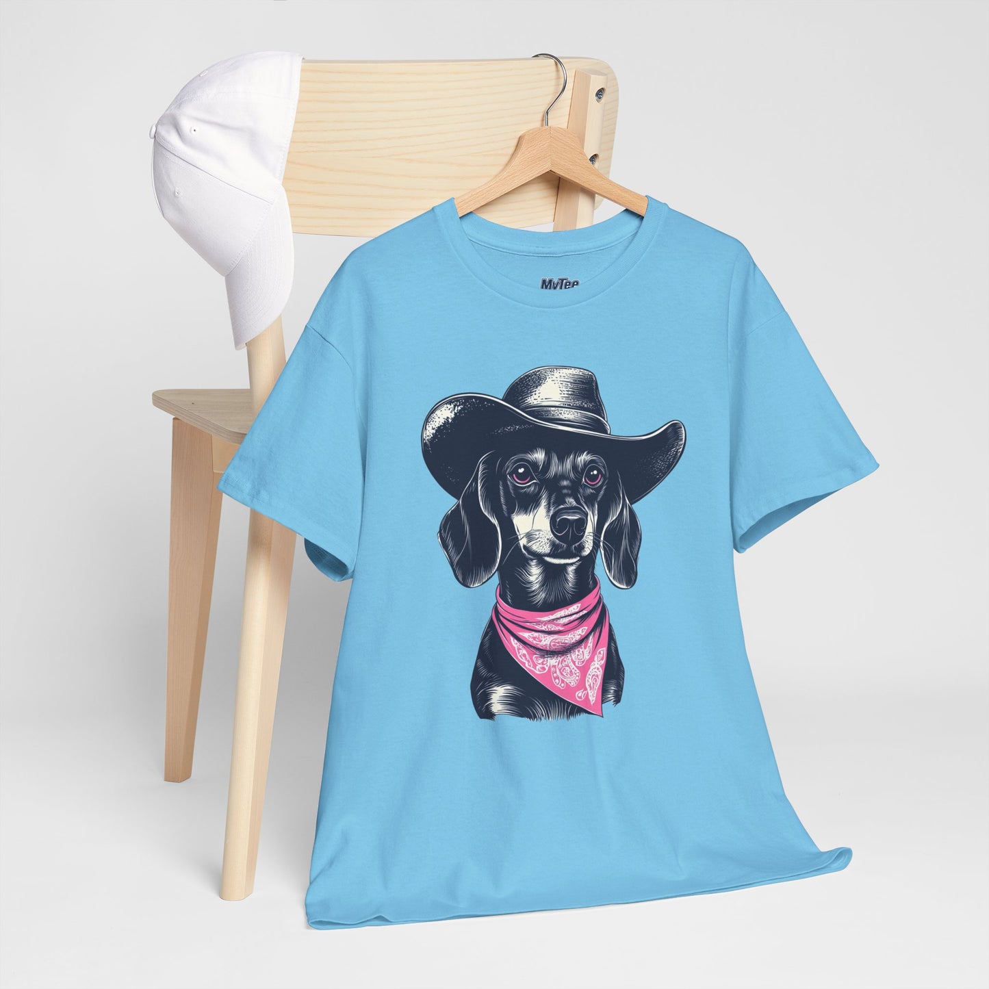 Dachshund Cowgirl Vibes T-Shirt – Pink Bandana Pup Shirt