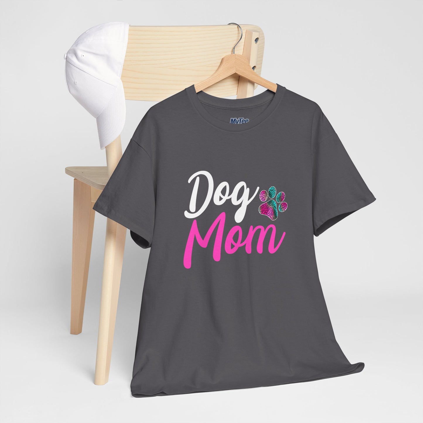 Dog Mom with a Colorful Paw Cotton T-Shirt