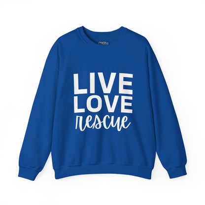 Live Love Rescue Sweatshirt - Unisex Cozy Crewneck, Pet Lover Gift