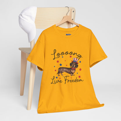 Patriotic Dachshund Loooong Live Freedom Unisex T-Shirt