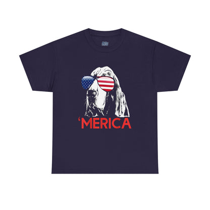 Patriotic Basset Hound With Sunglasses Unisex T-Shirt
