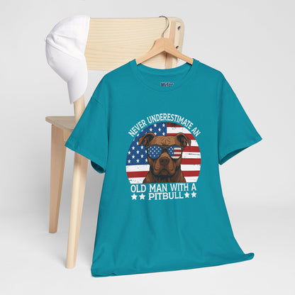 Never Underestimate An Old Man With A Pitbull T-Shirt | Gift For Dog Father