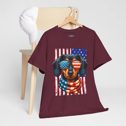 Patriotic Dachshund Dog Flag Shades Unisex T-Shirt