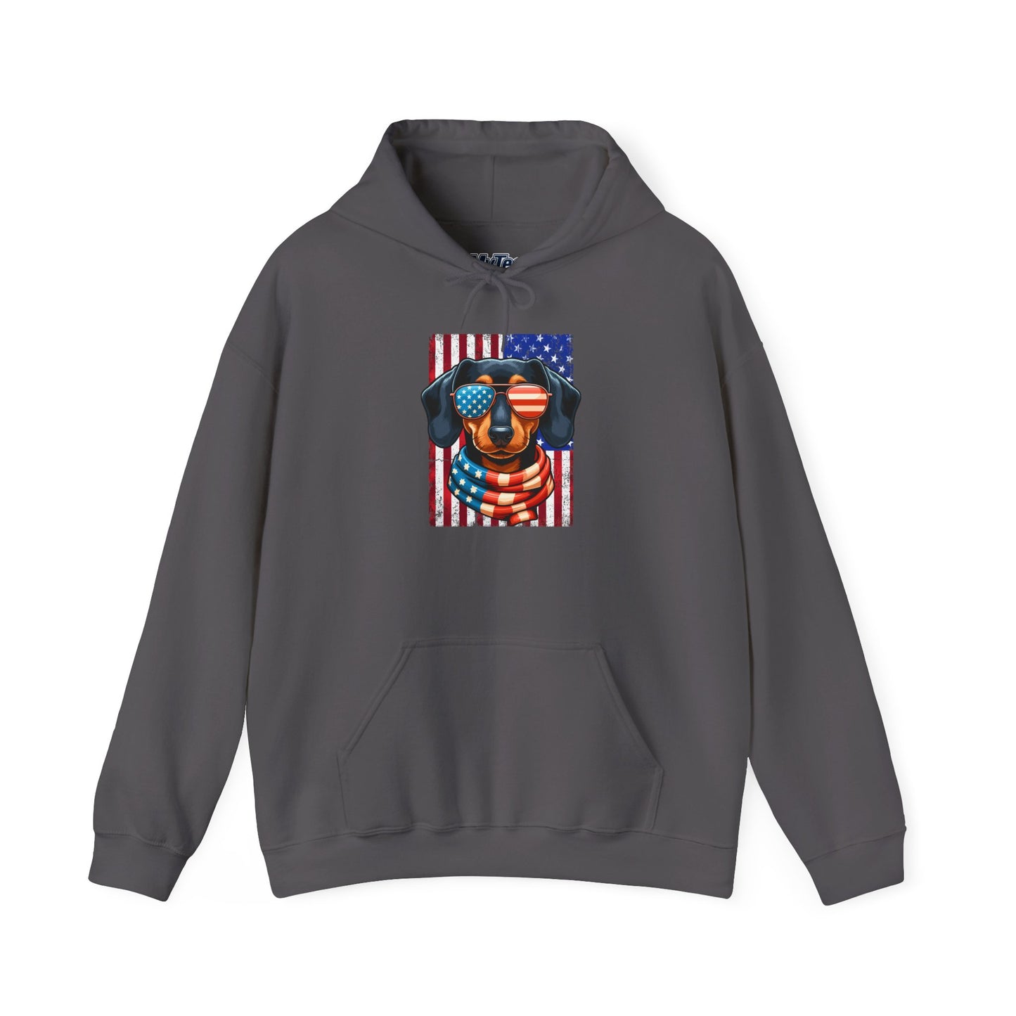 Patriotic Dachshund Dog Flag Shades Unisex Hoodie