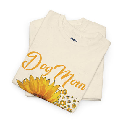 Dog Mom Sunflower Paw Cotton T-Shirt