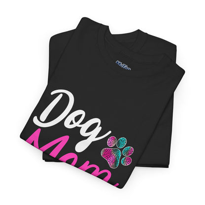 Dog Mom with a Colorful Paw Cotton T-Shirt