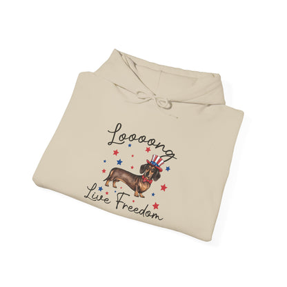 Patriotic Dachshund Loooong Live Freedom Unisex Hoodie