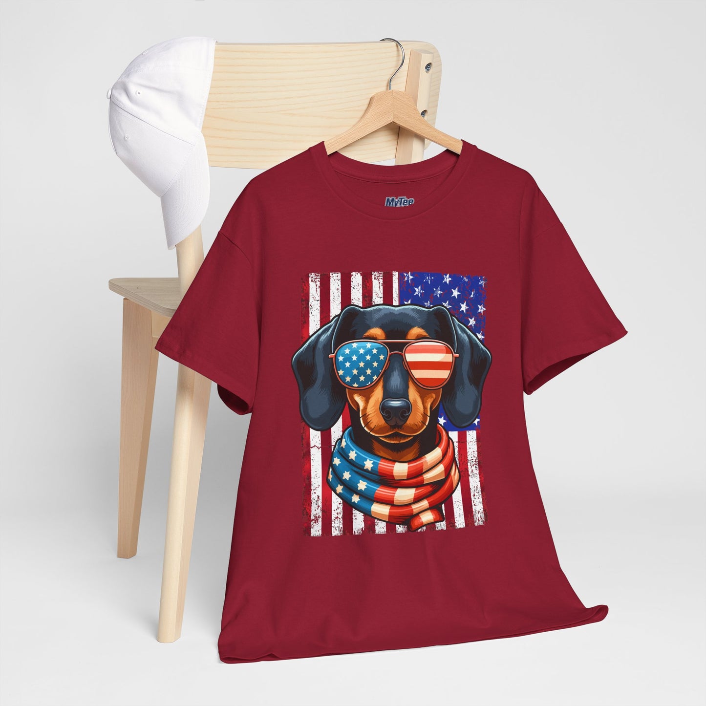 Patriotic Dachshund Dog Flag Shades Unisex T-Shirt