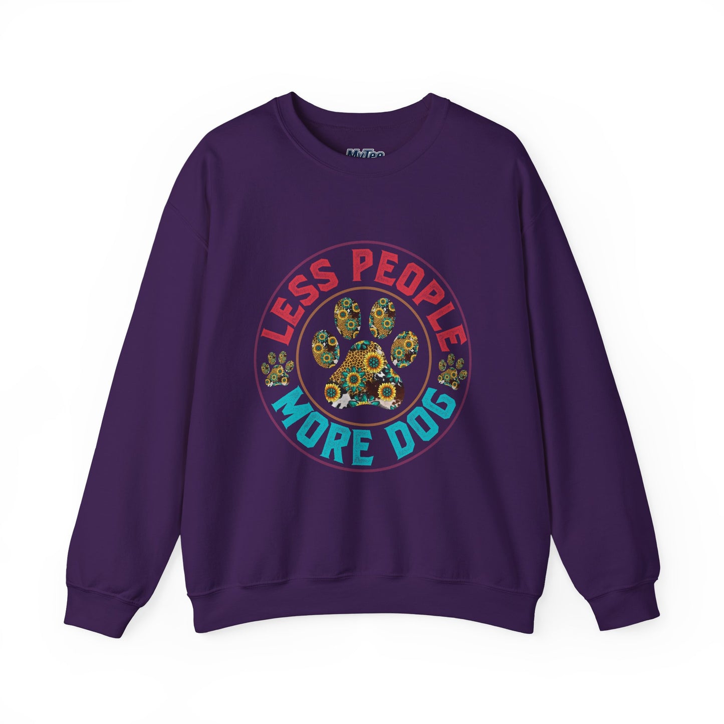 Less People More Dog Unisex Sweatshirt – Floral Paw Print Statement