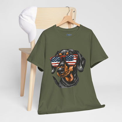 Patriotic Dachshund With Sunglasses Unisex T-Shirt