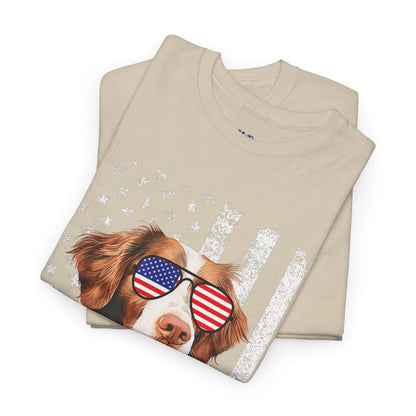 Patriotic Brittany Spaniel with Sunglasses Unisex T-Shirt