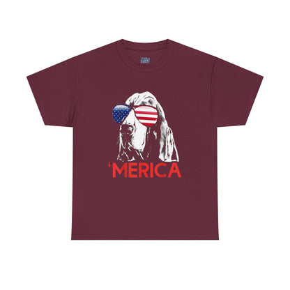 Patriotic Basset Hound With Sunglasses Unisex T-Shirt