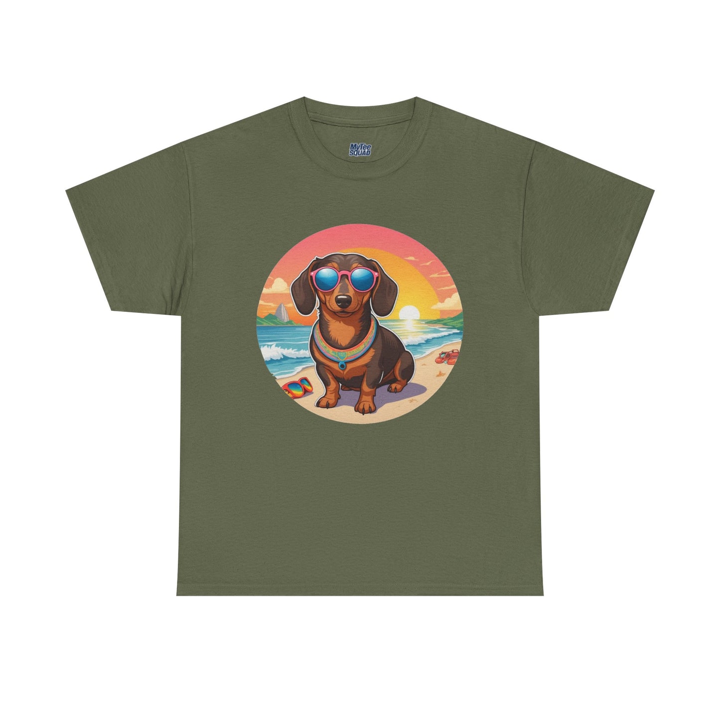 Dachshund Summer Style T-Shirt – Sunglasses & Sand Pup Design