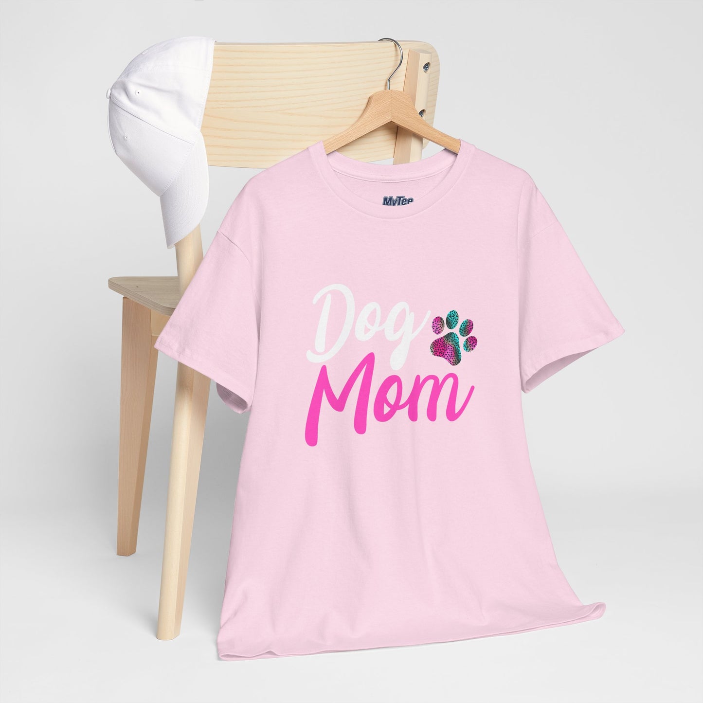 Dog Mom with a Colorful Paw Cotton T-Shirt