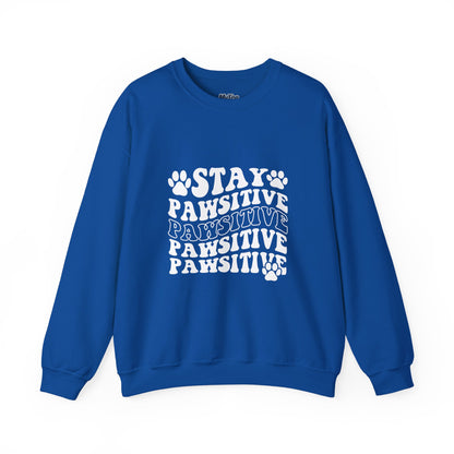 Stay Pawsitive Unisex Heavy Blend Crewneck Sweatshirt