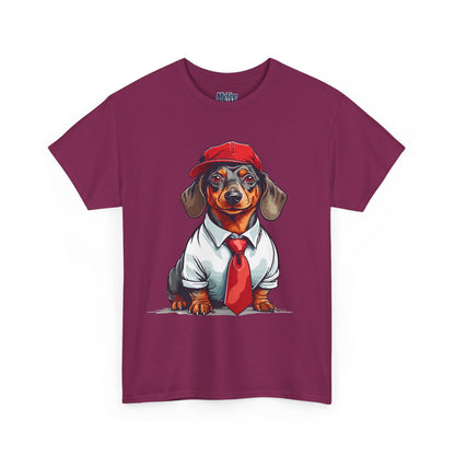Dachshund Boss Unisex T-Shirt – Cool Pup in Cap & Tie